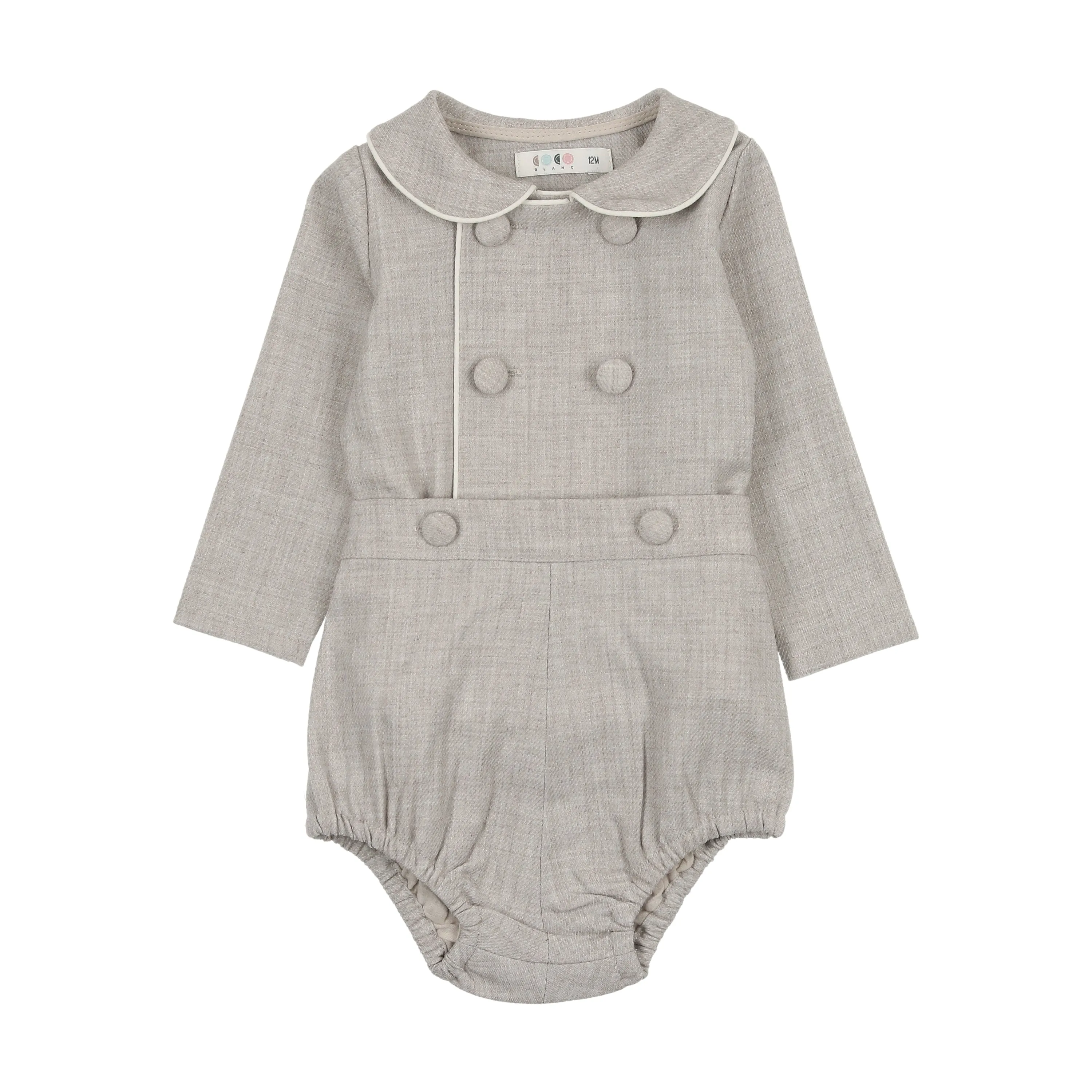 Coco Blanc Wool Baby Peter Pan Bloomer Set- Grey