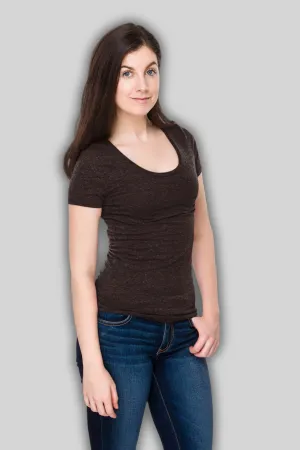 Coffee Brown Scoop Neck T-shirt for women