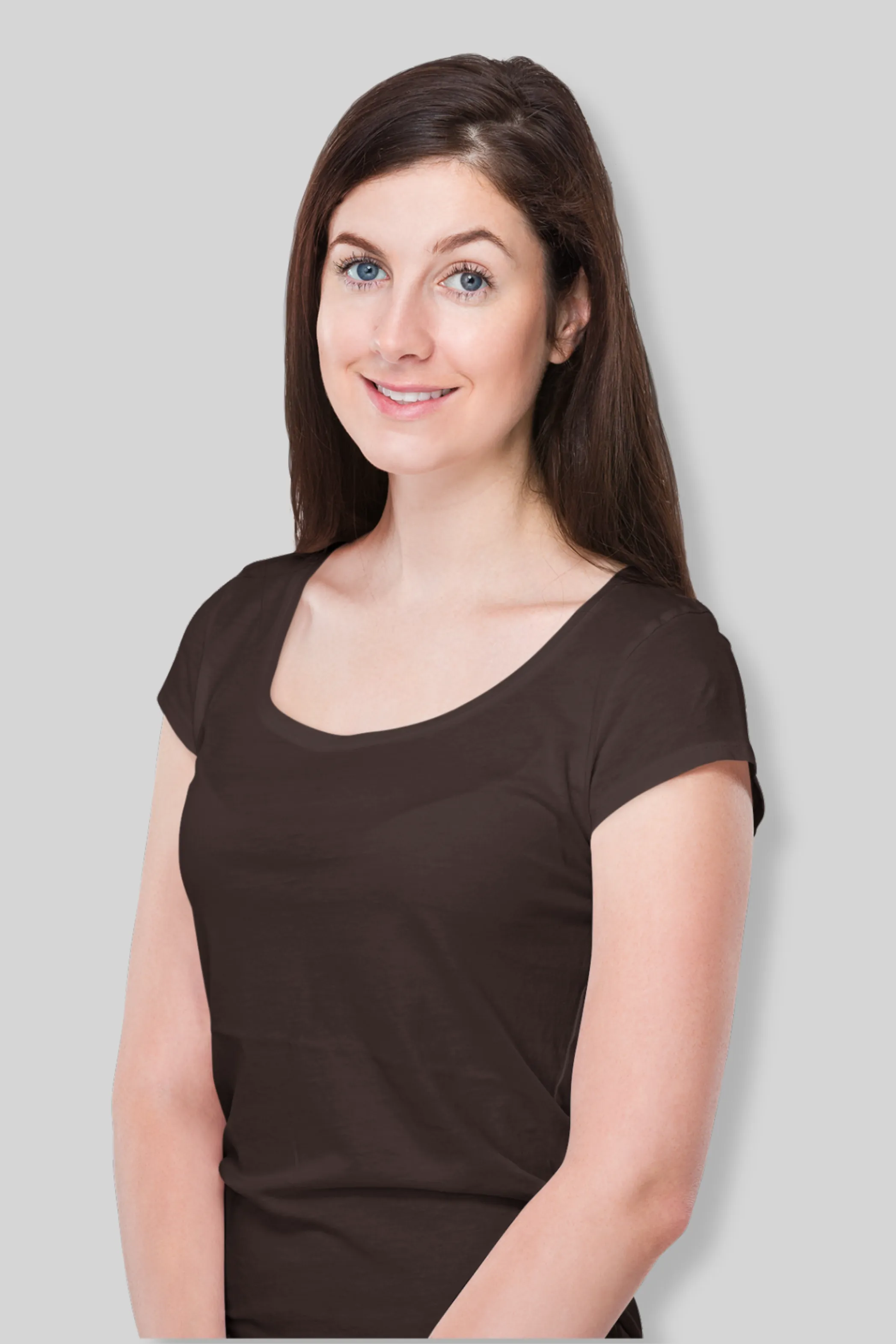 Coffee Brown Scoop Neck T-shirt for women