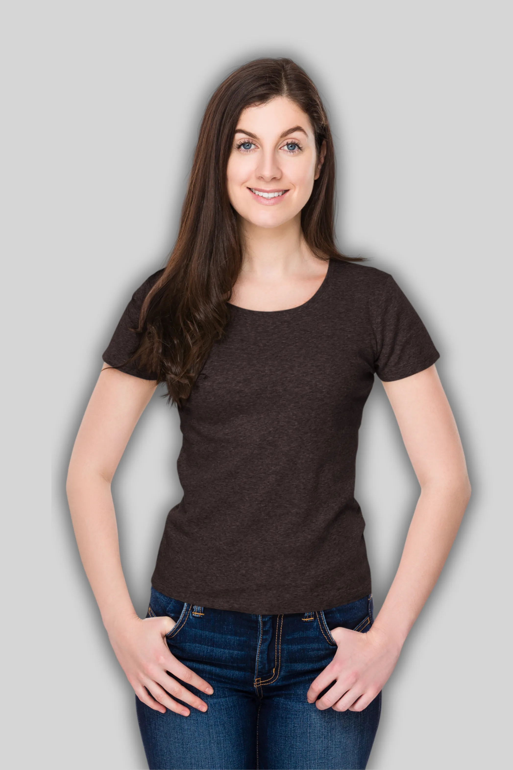 Coffee Brown Scoop Neck T-shirt for women