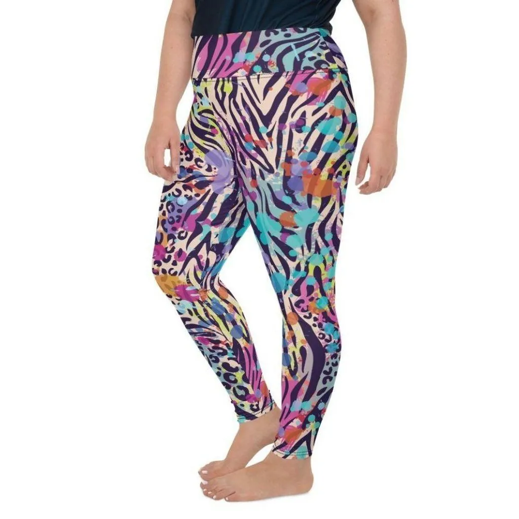 Colorful Animal Print Symbiosis Plus Size Leggings