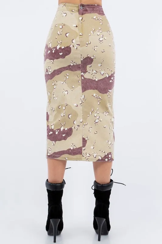 Combat Cargo Pencil Skirt in Desert Camo