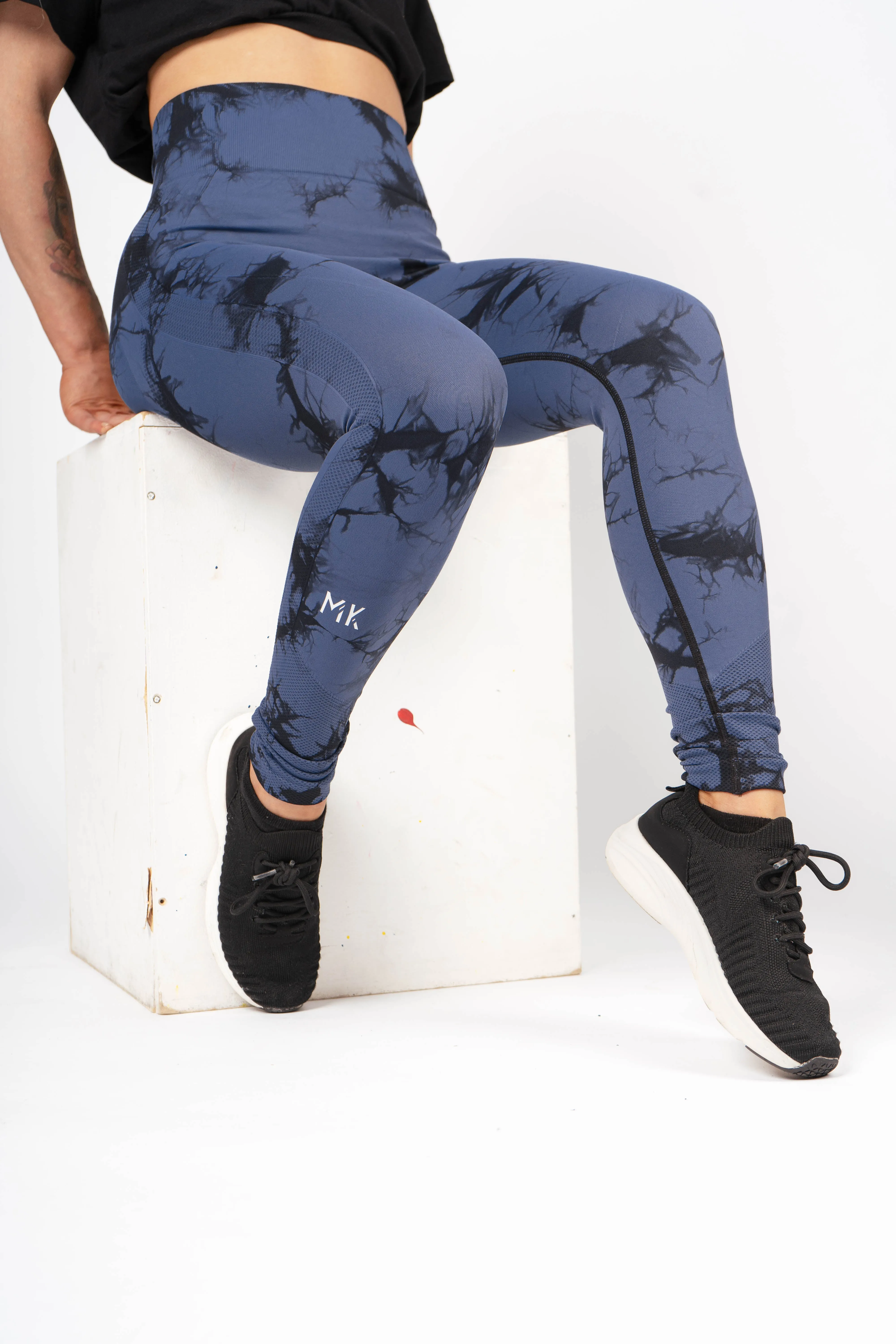 Comfort Tie Dye Leggings - Blue/Black