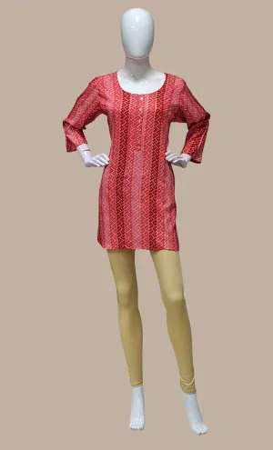 Coral Bandhani Printed Kurti Top