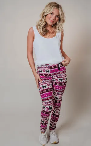 Cranberry Christmas Leggings - Final Sale