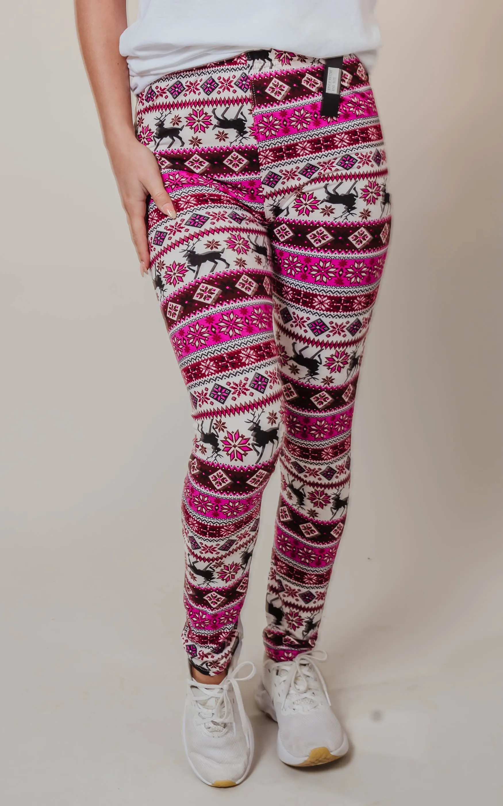 Cranberry Christmas Leggings - Final Sale