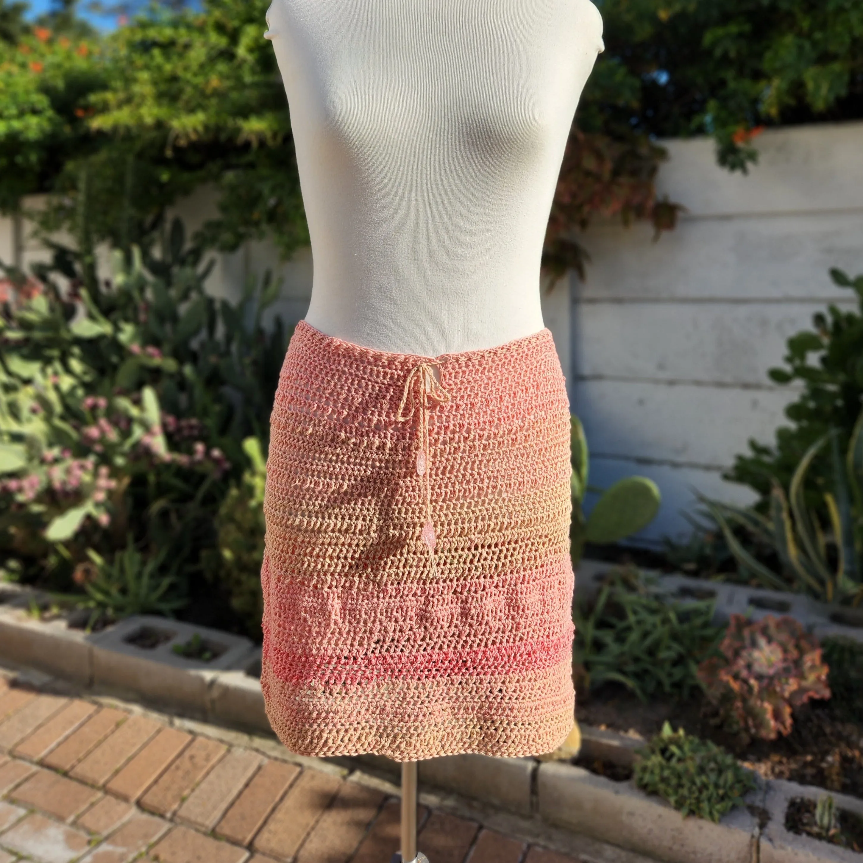 Crochet Mini Skirt - Peach