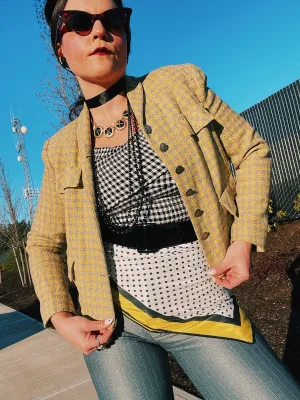 Cropped Checkered Jacket