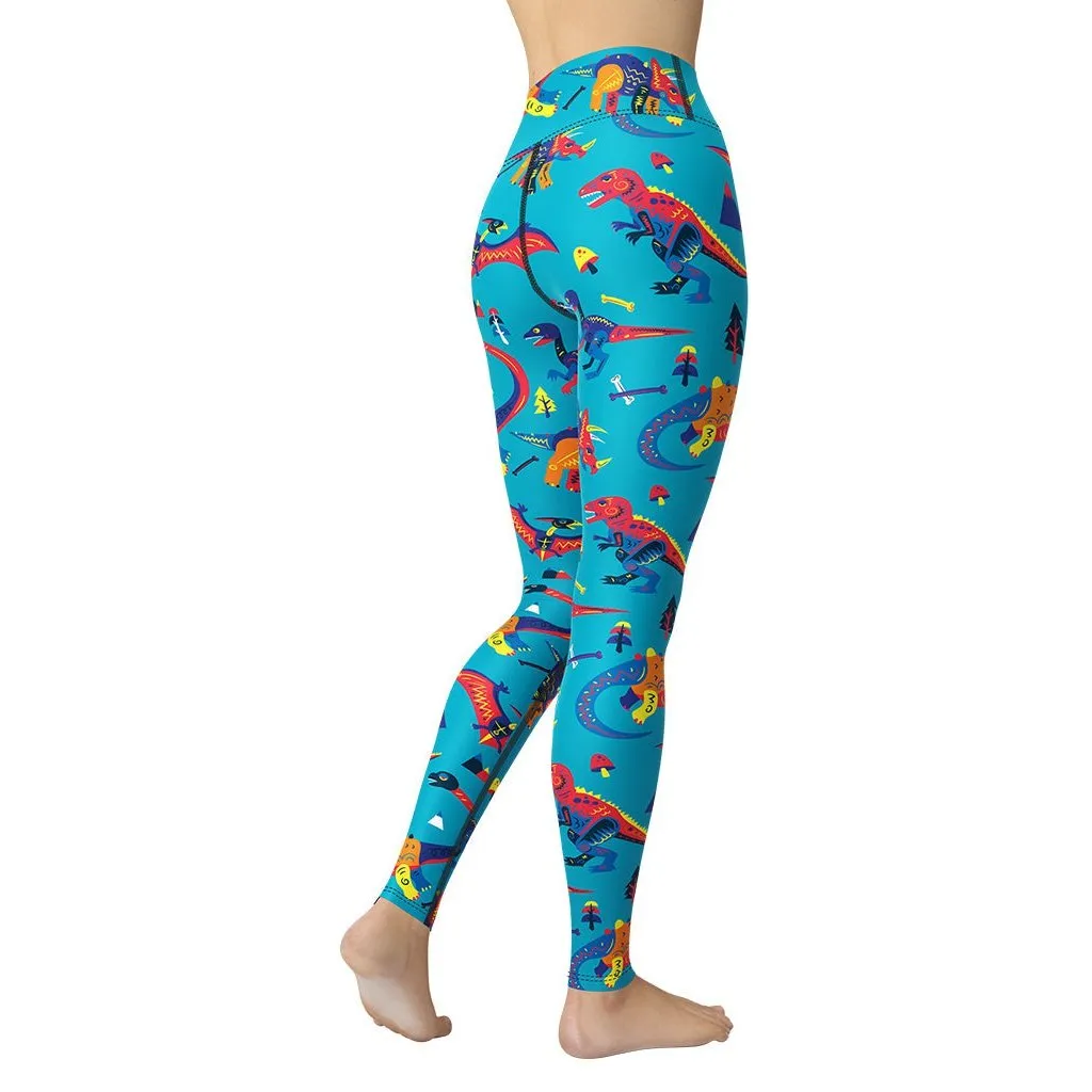 Cute Dinosaur Yoga Leggings