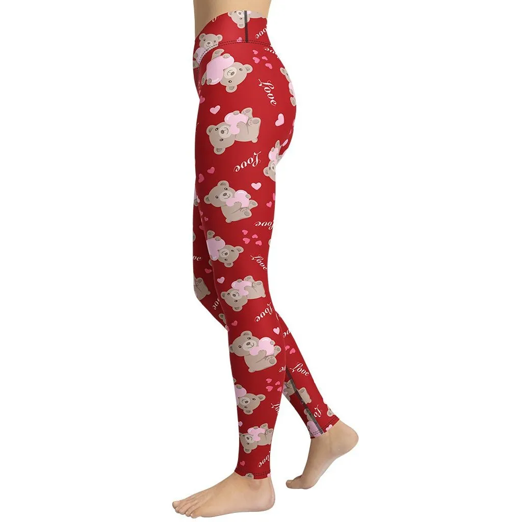 Cute Teddy Bear Yoga Leggings