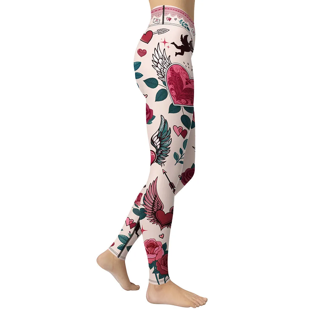 Cute Valentine Yoga Leggings