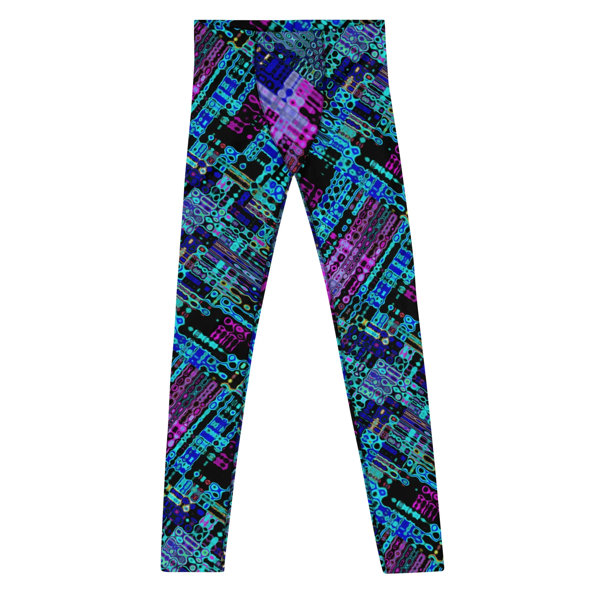 Cyber Matrix Men’s Leggings – Futuristic Patterned Pants with Digital Vibes