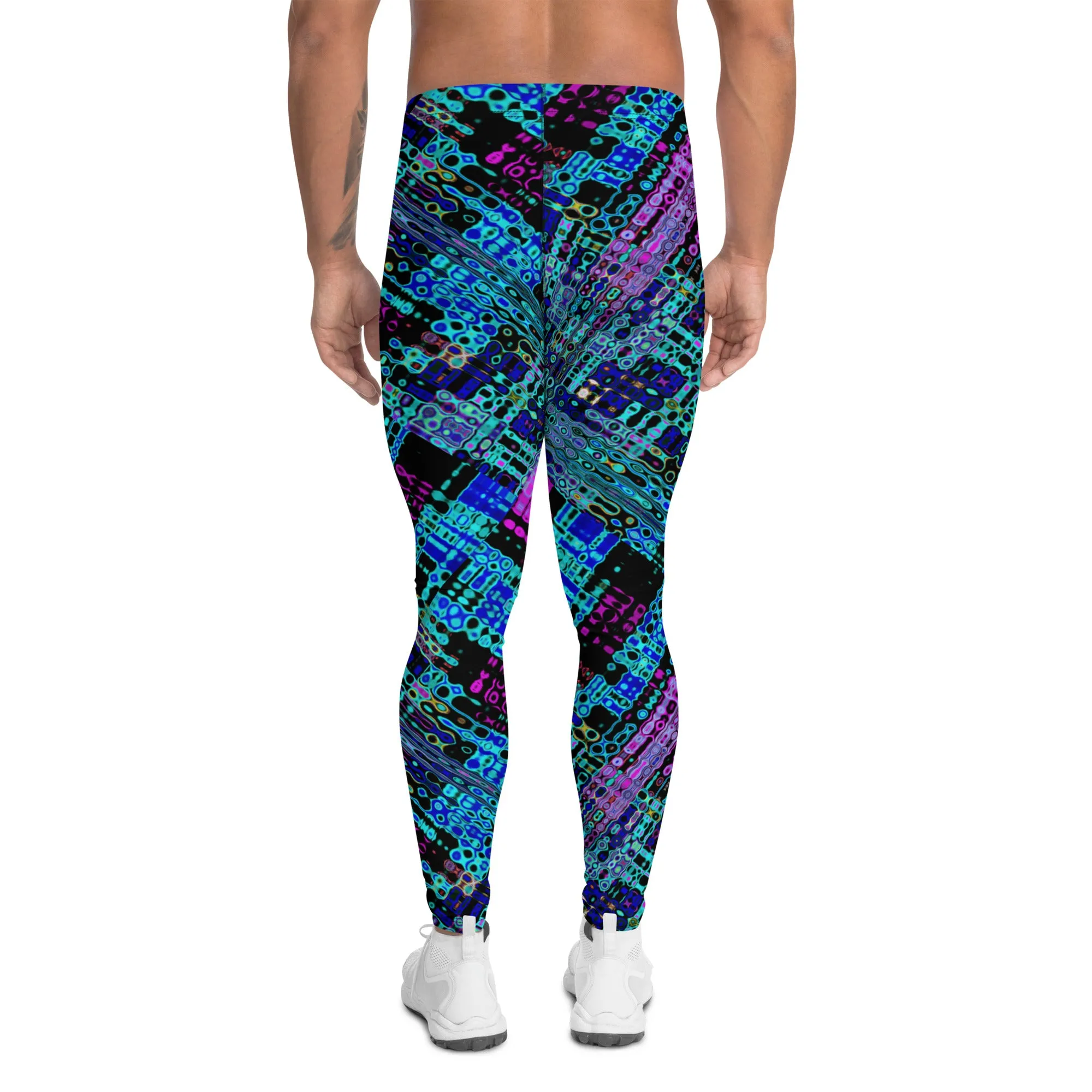 Cyber Matrix Men’s Leggings – Futuristic Patterned Pants with Digital Vibes