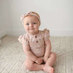 DAISY FIELDS flutter short sleeve organic cotton bodysuit