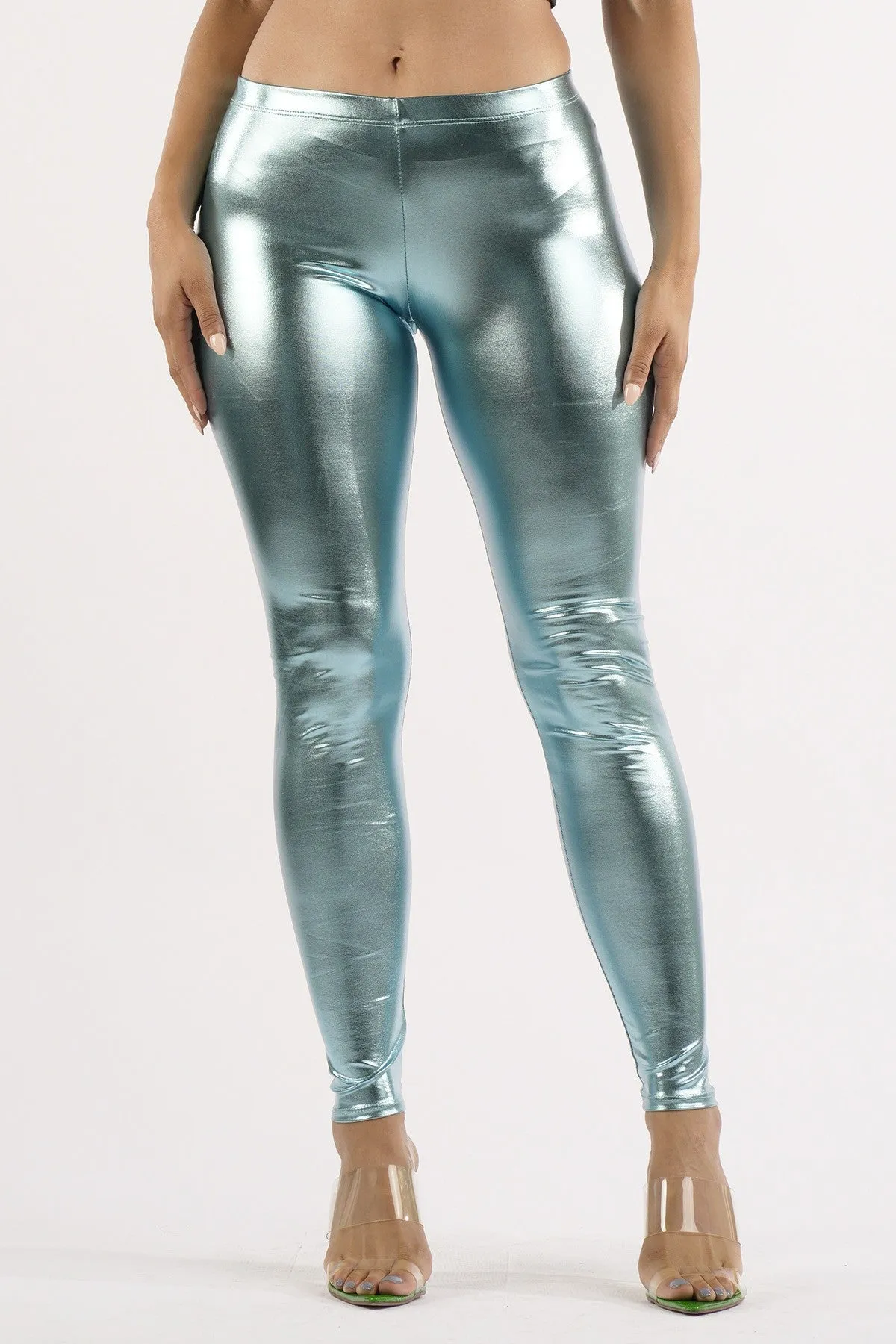 Dance With Me Silver Shiny Metallic Leggings