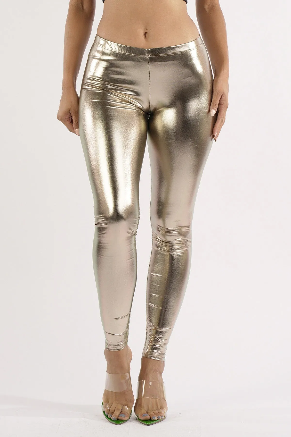 Dance With Me Silver Shiny Metallic Leggings