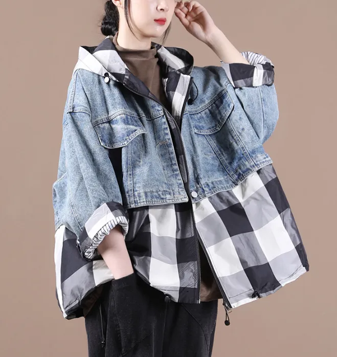 Denim Short Women Casual Plus Size Fall Plus Size Patchwork Coat Jacket  JT200945