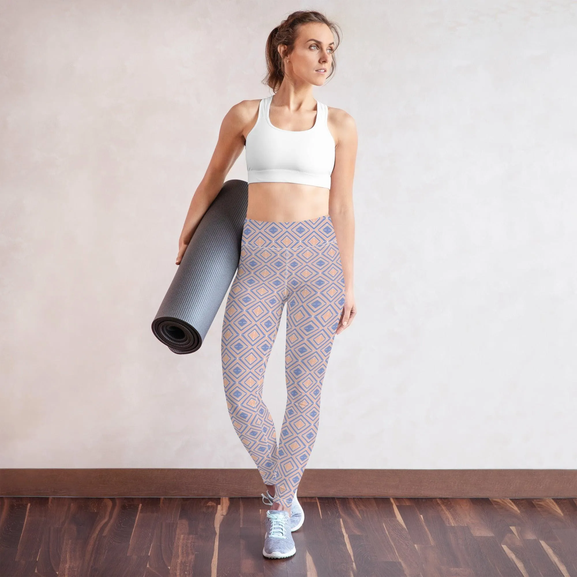 Diamond Patterned Women's High-Waisted Yoga Pants