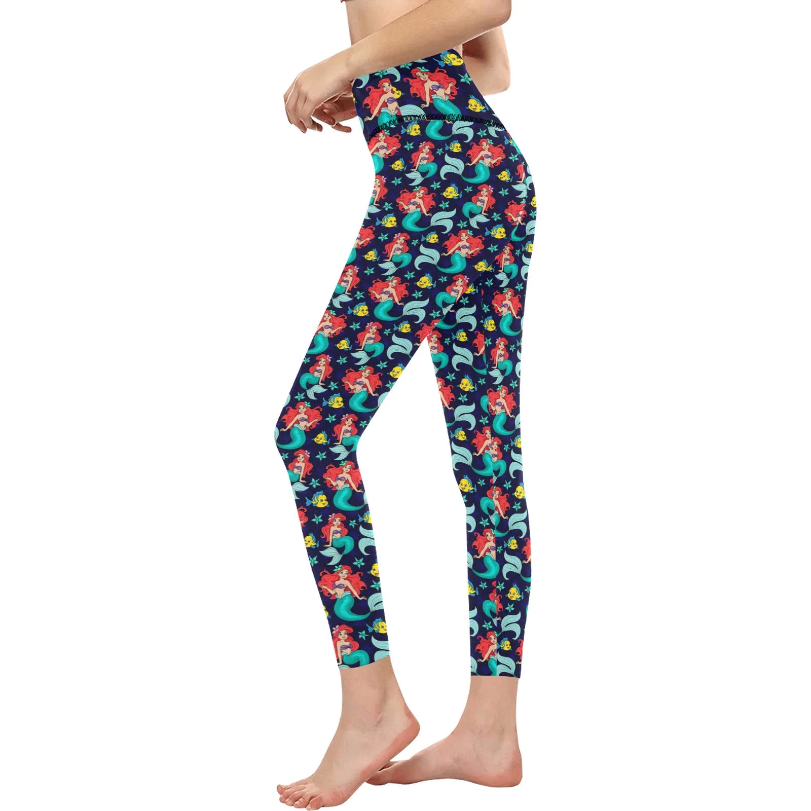 Disney Little Mermaid I Want To Be Where The People Are Women's Athletic Leggings