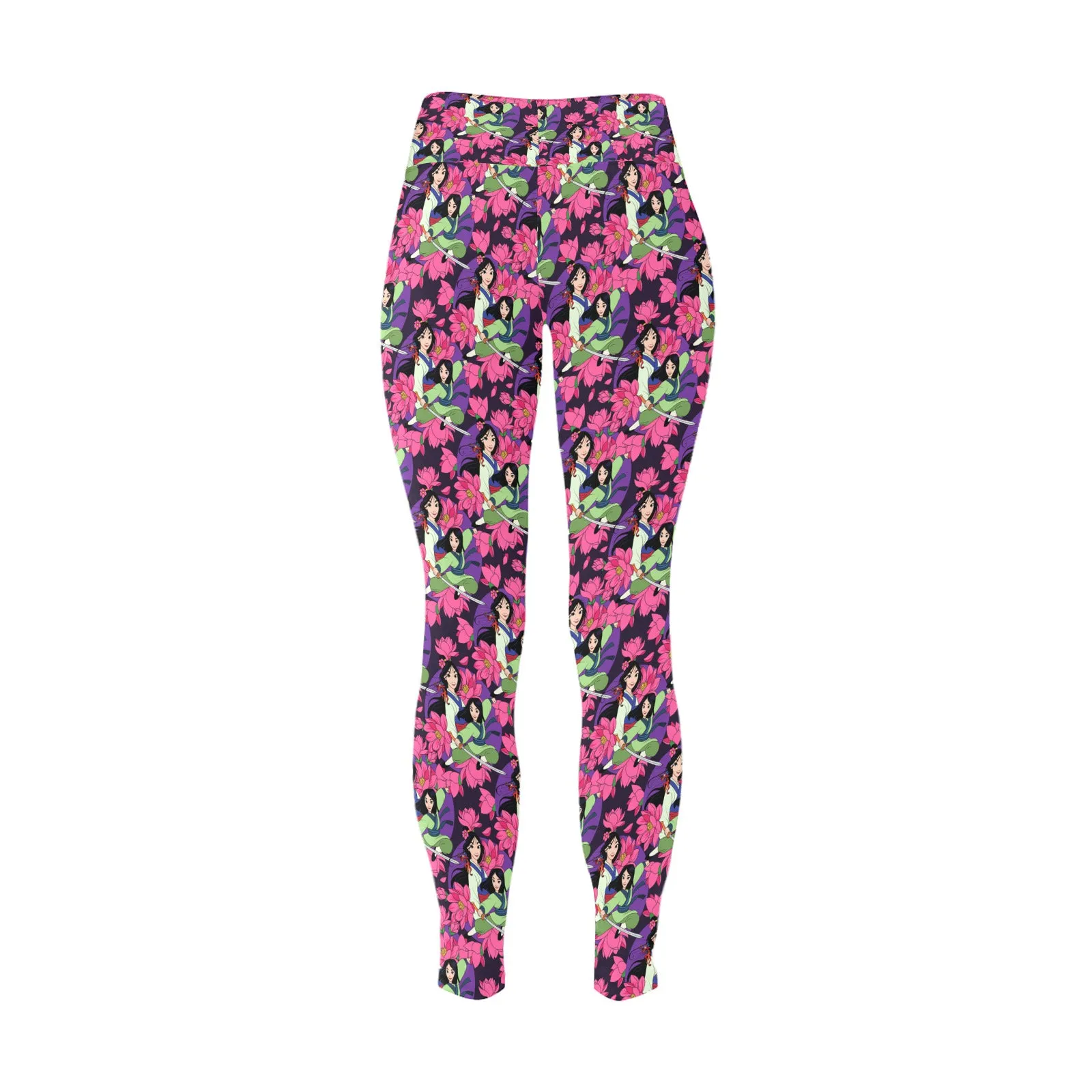 Disney Mulan Blooming Flowers Women's Plus Size Athletic Leggings