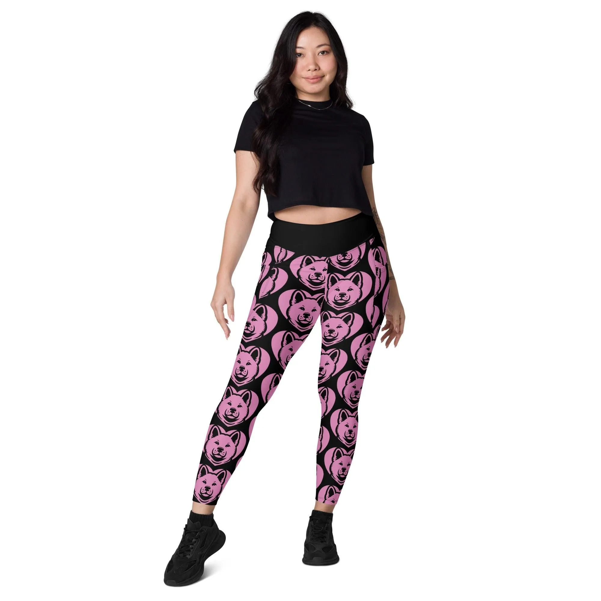 DOG BREED LEGGINGS with pockets - AKITA - HERTTAHOUND - pink