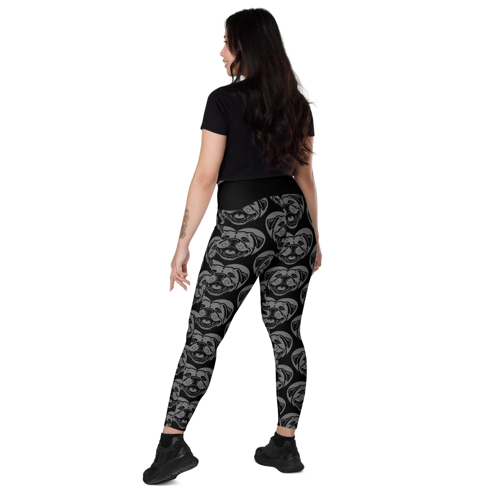 DOG BREED LEGGINGS with pockets - AMERICAN BULLDOG - HERTTAHOUND - grey