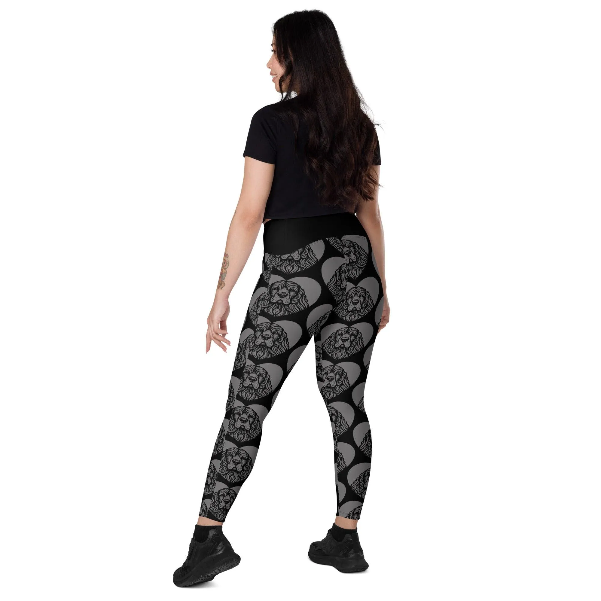 DOG BREED LEGGINGS with pockets - AMERICAN COCKER SPANIEL - HERTTAHOUND - grey