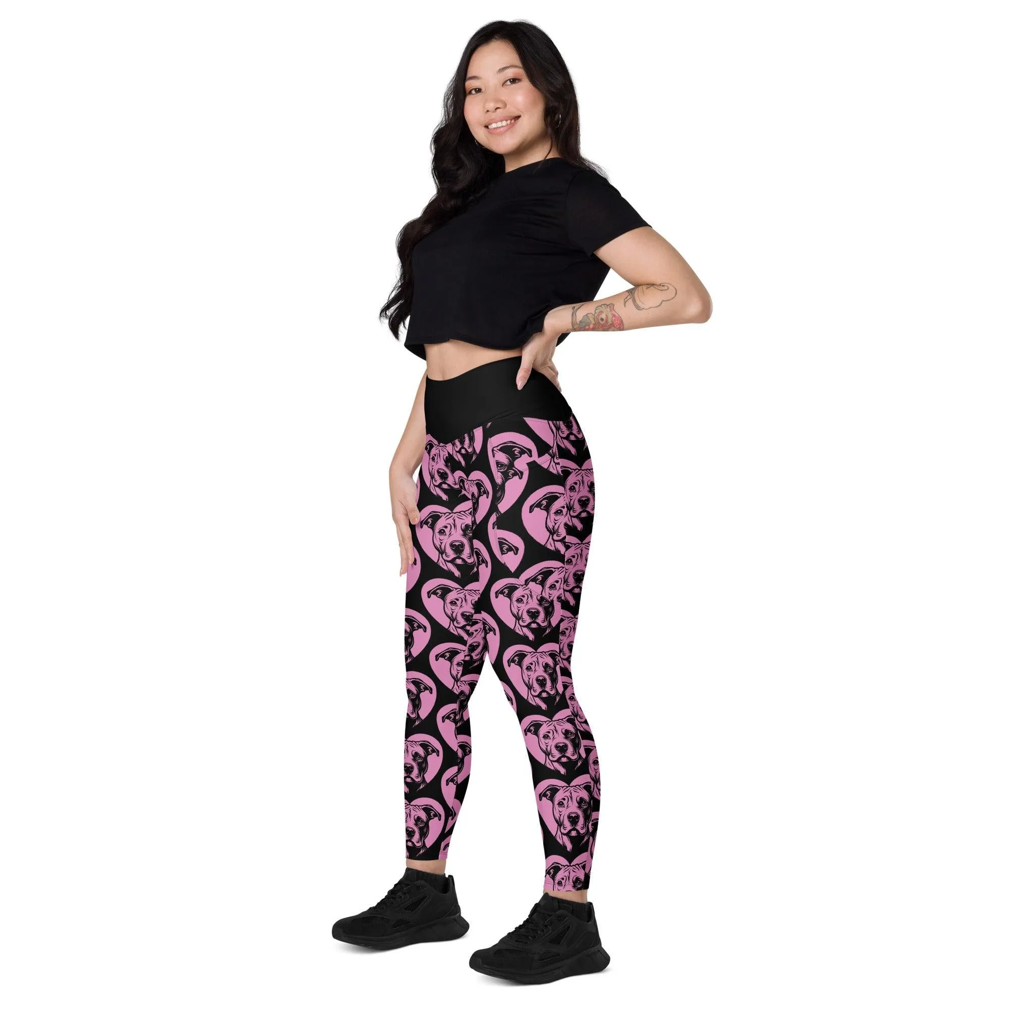 DOG BREED LEGGINGS with pockets - AMERICAN PITBULL - HERTTAHOUND - pink