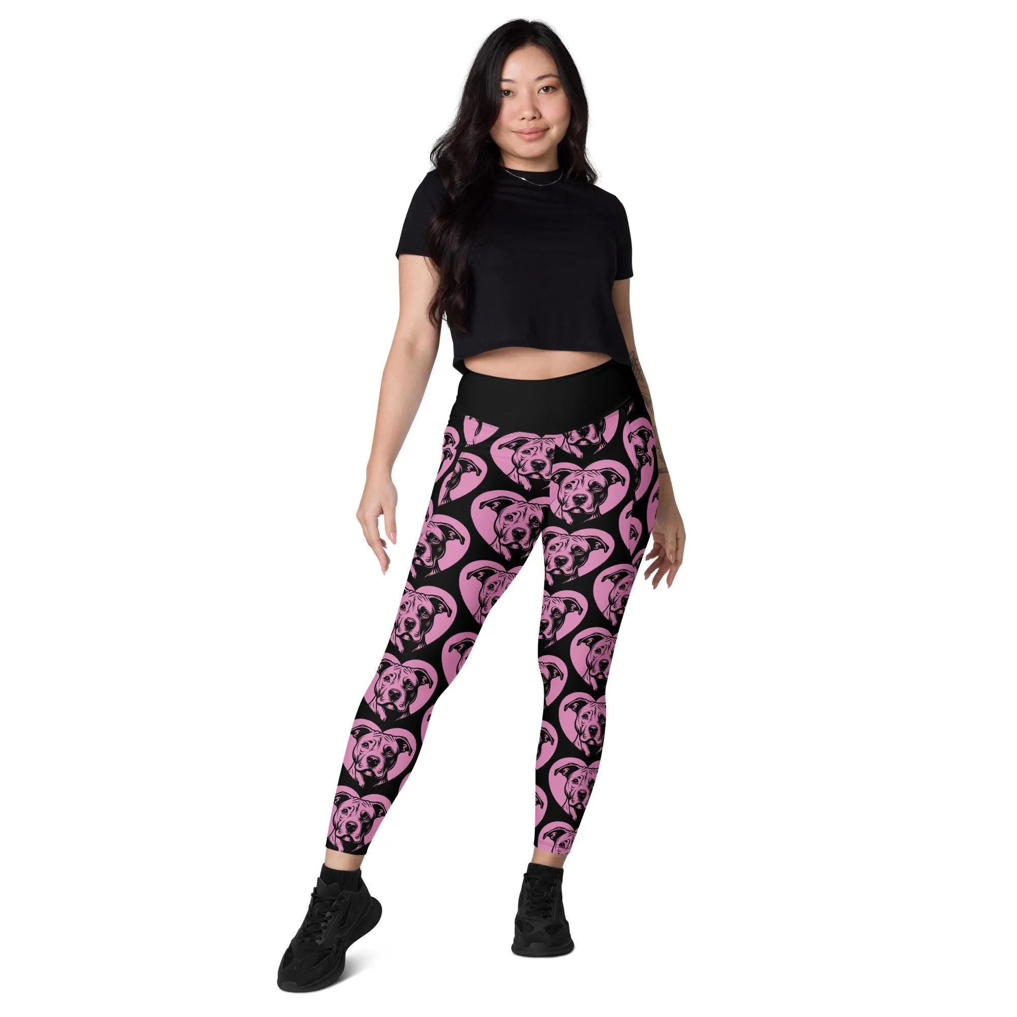 DOG BREED LEGGINGS with pockets - AMERICAN PITBULL - HERTTAHOUND - pink