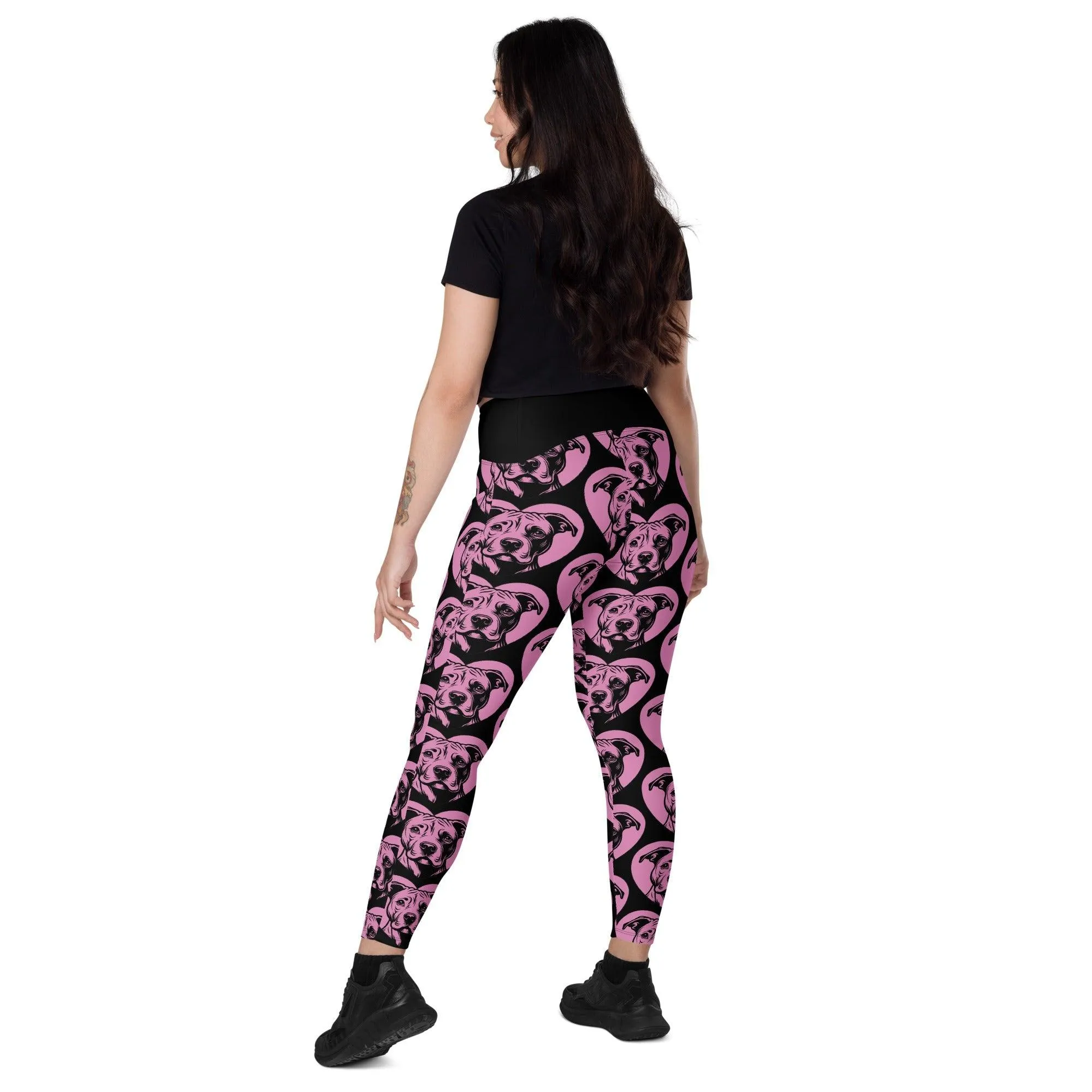 DOG BREED LEGGINGS with pockets - AMERICAN PITBULL - HERTTAHOUND - pink