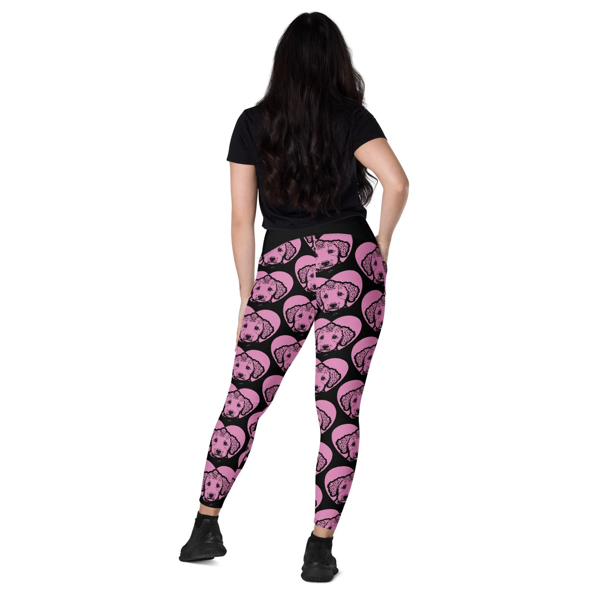 DOG BREED LEGGINGS with pockets - BEDLINGTON TERRIER - HERTTAHOUND - pink