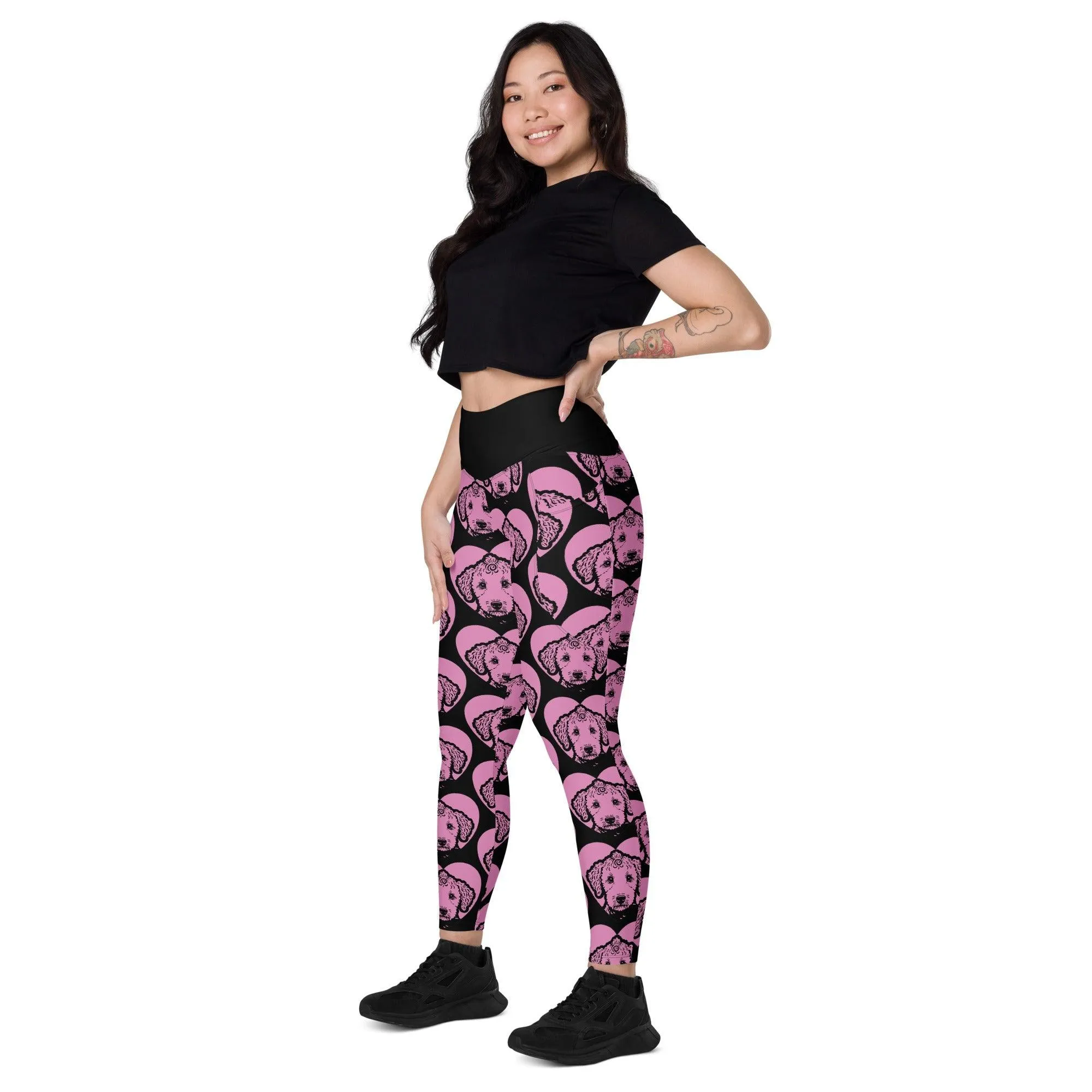 DOG BREED LEGGINGS with pockets - BEDLINGTON TERRIER - HERTTAHOUND - pink