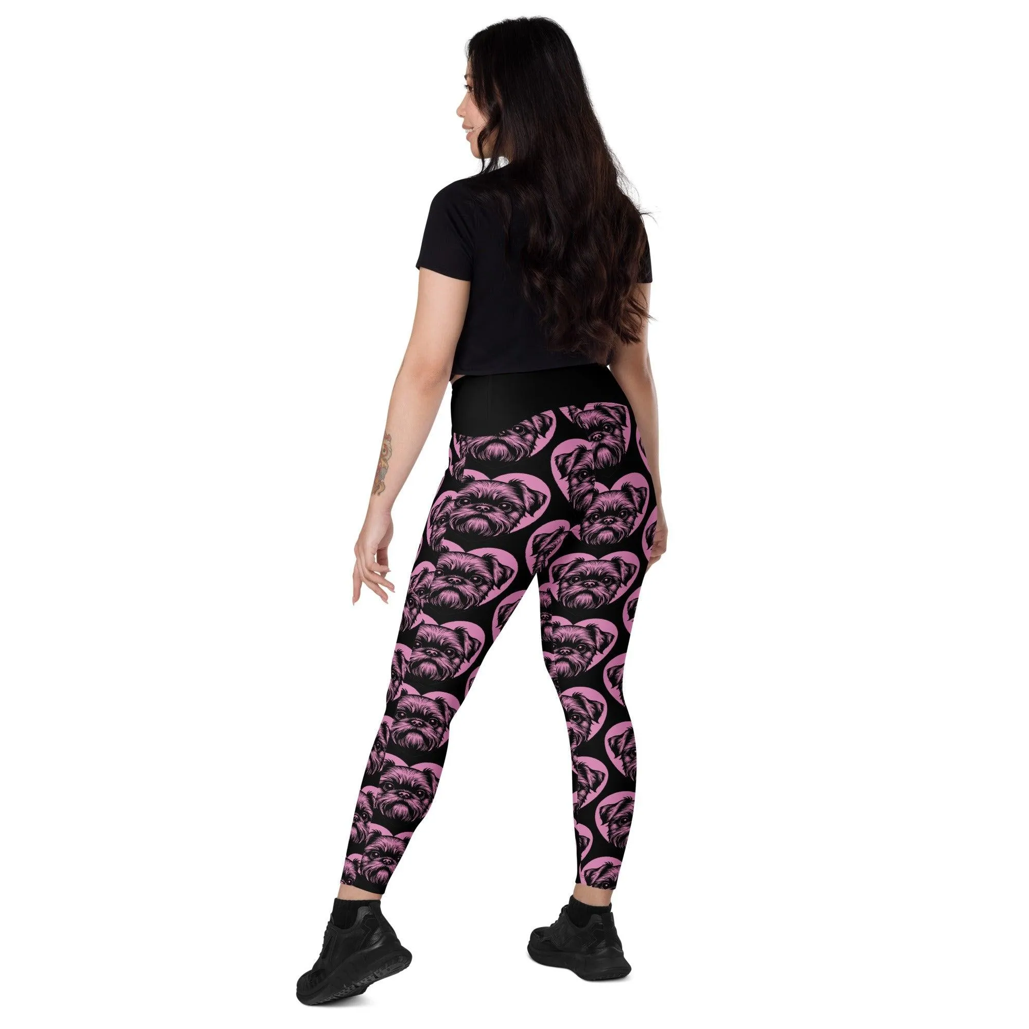 DOG BREED LEGGINGS with pockets - BRUSSELS GRIFFON - HERTTAHOUND - pink