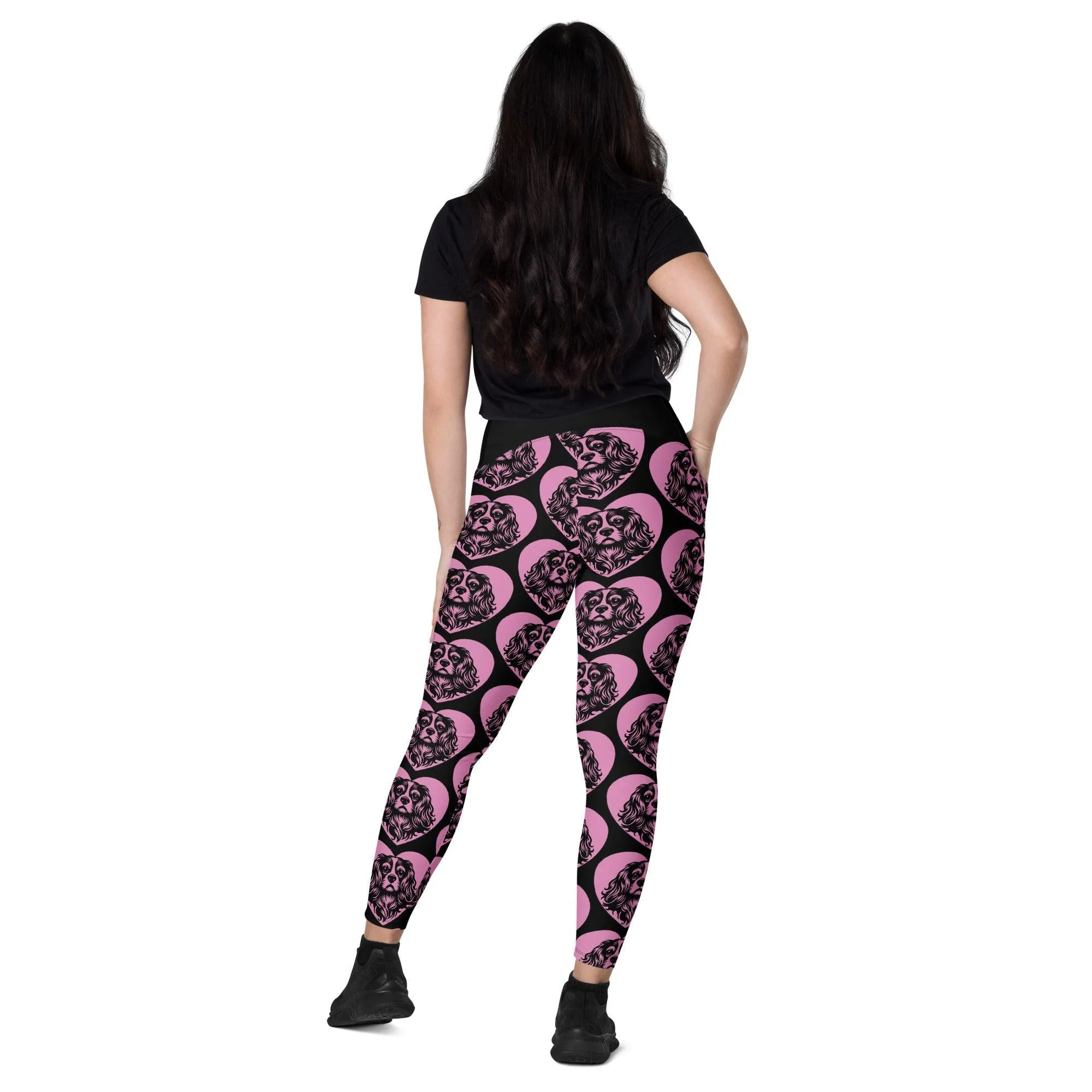 DOG BREED LEGGINGS with pockets - CAVALIER KING CHARLES SPANIEL - HERTTAHOUND - pink