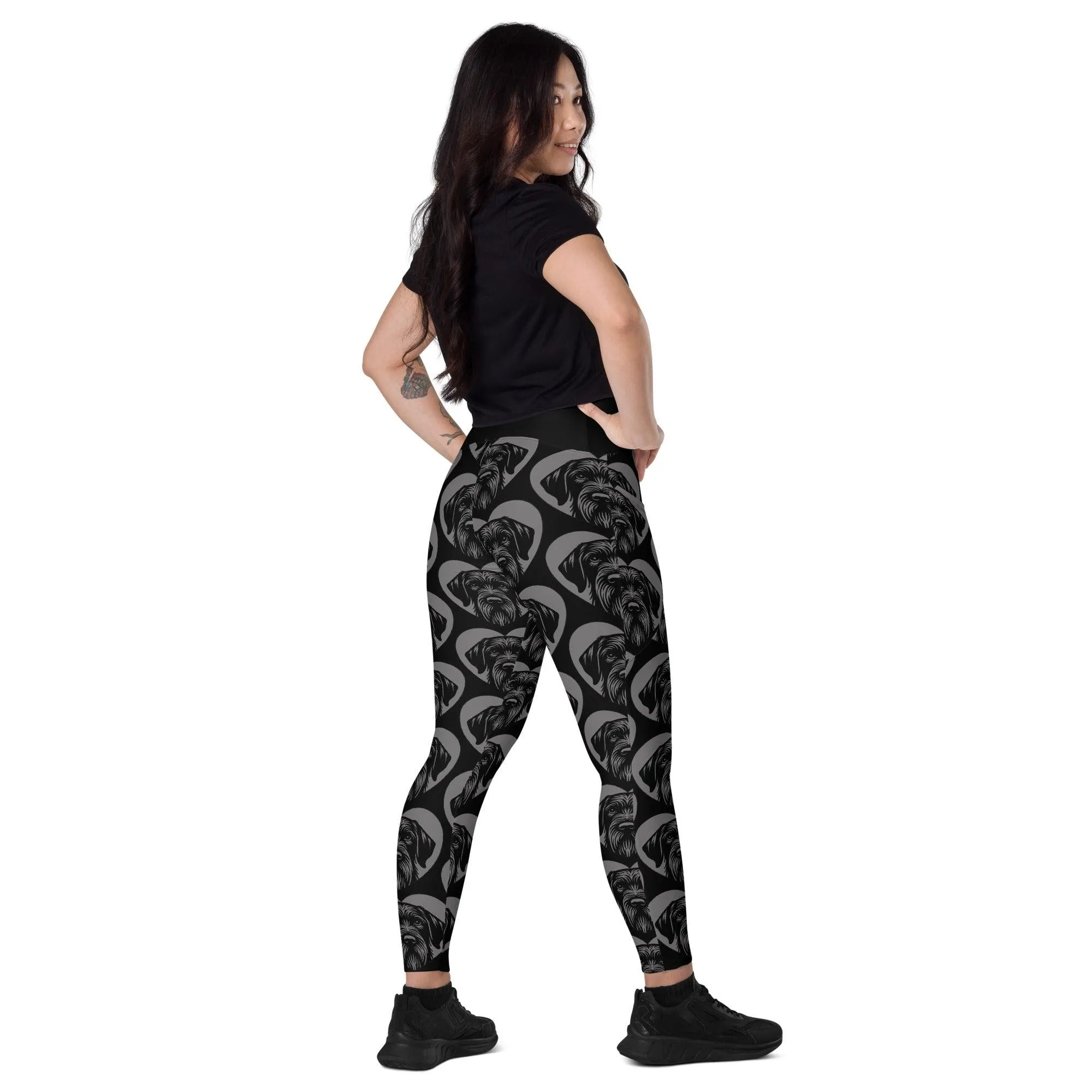 DOG BREED LEGGINGS with pockets - GERMAN POINTER WIREHAIRED - HERTTAHOUND - grey