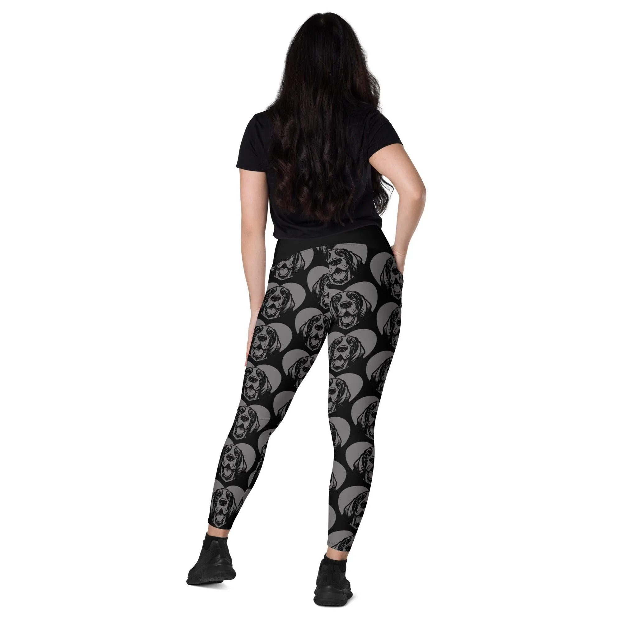 DOG BREED LEGGINGS with pockets - GRAND BASSET GRIFFON VENDÉEN - HERTTAHOUND - grey