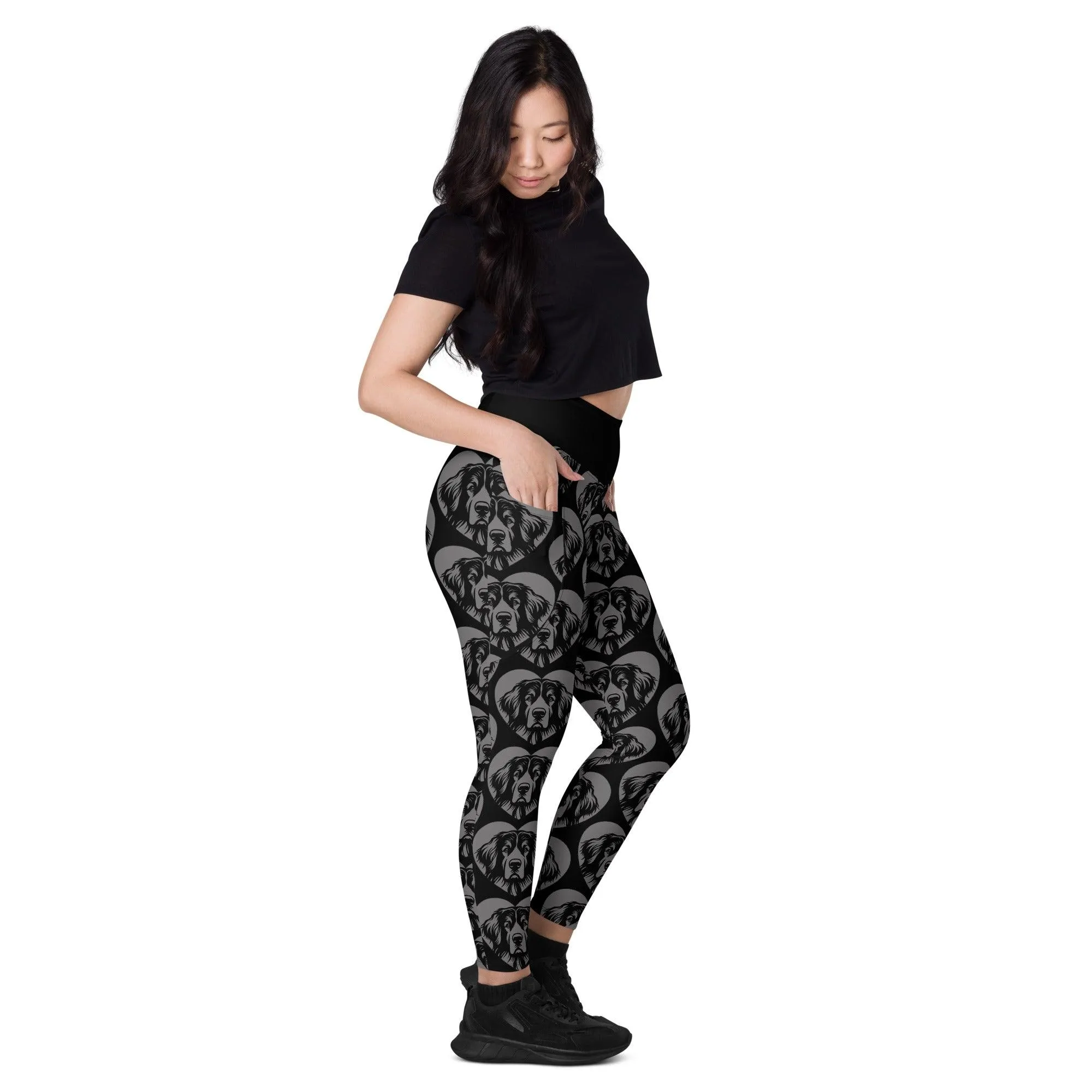 DOG BREED LEGGINGS with pockets - HOVAWART - HERTTAHOUND - grey