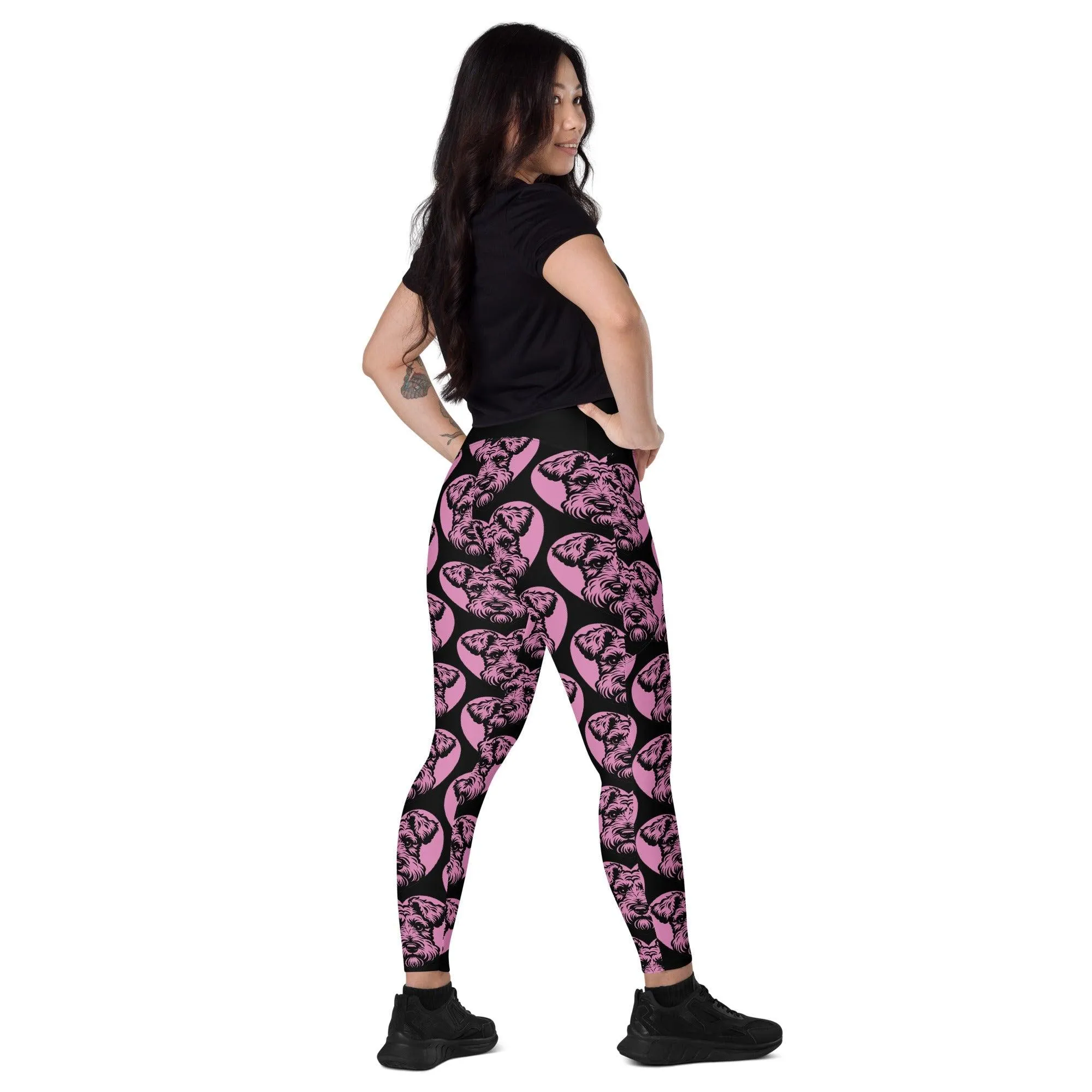 DOG BREED LEGGINGS with pockets - KERRY BLUE TERRIER - HERTTAHOUND - pink