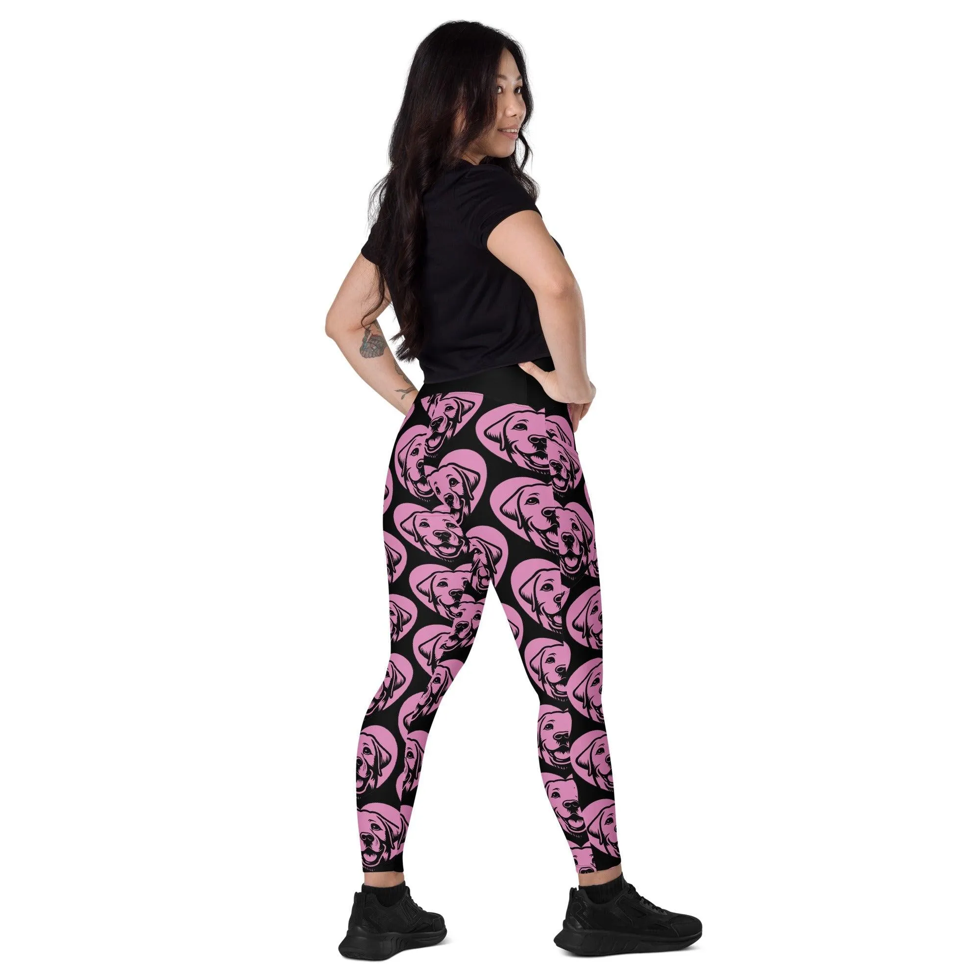 DOG BREED LEGGINGS with pockets - LABRADOR RETRIEVER - HERTTAHOUND - pink