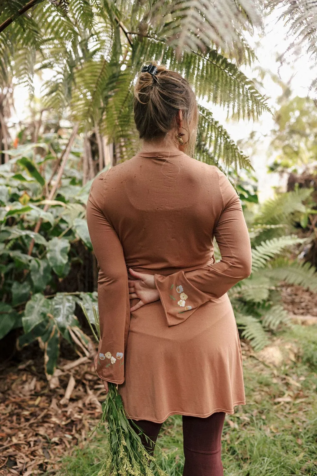 Earthy Pansy Mini Swing Dress