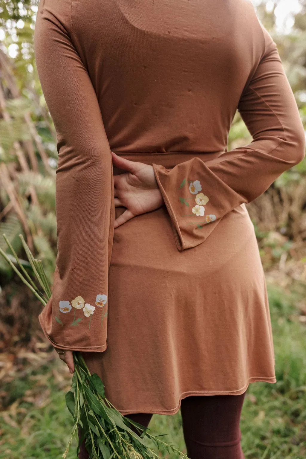 Earthy Pansy Mini Swing Dress