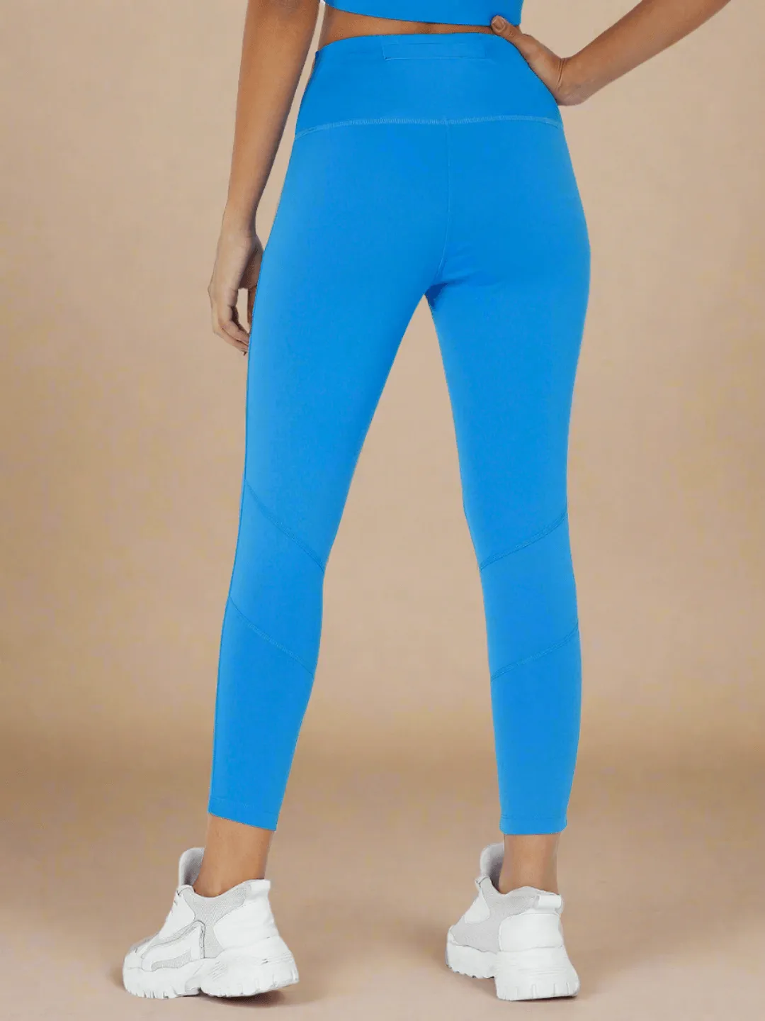 Electric Blue Cross back Crop Top & 7/8 Leggings