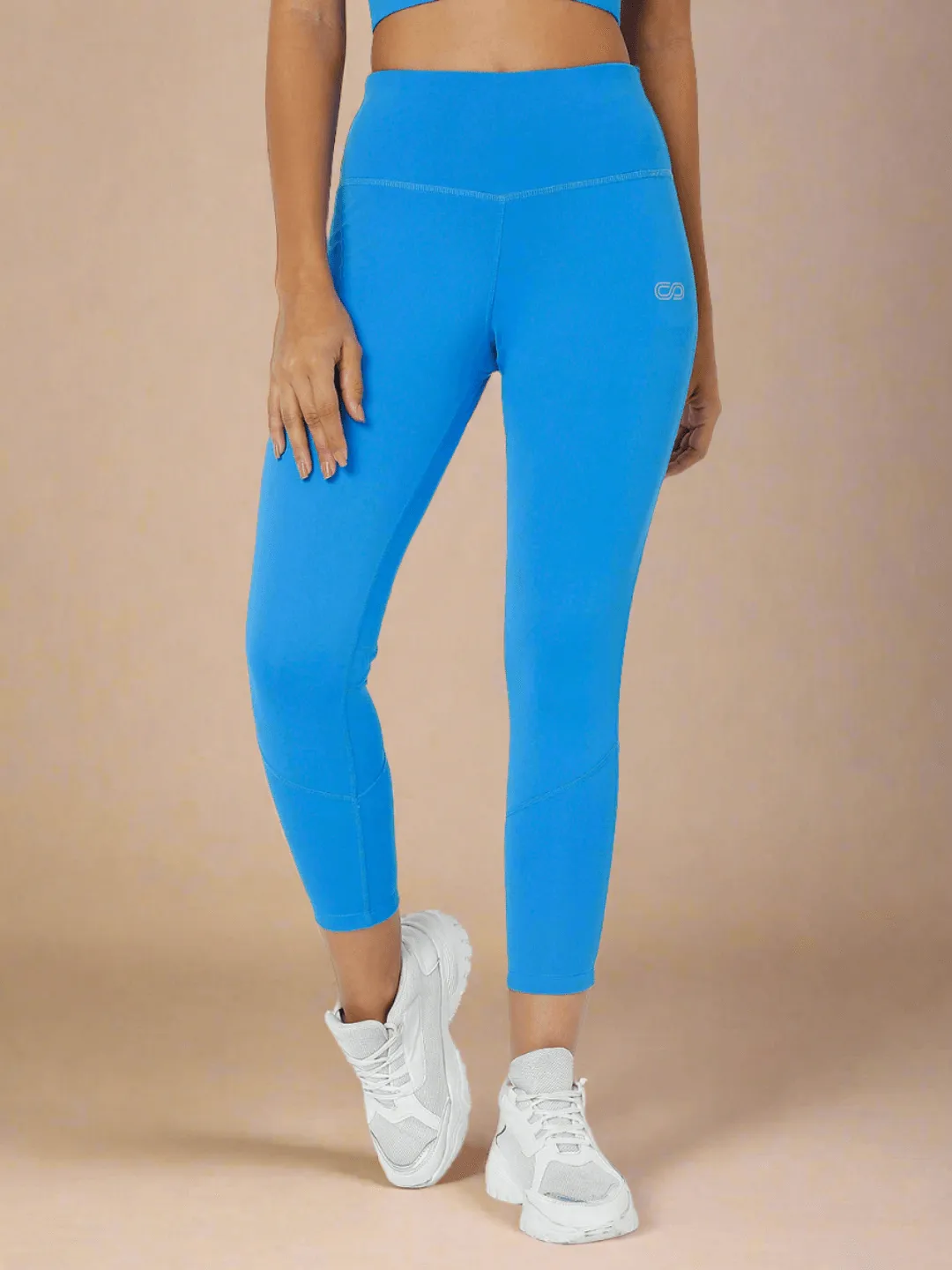 Electric Blue Cross back Crop Top & 7/8 Leggings