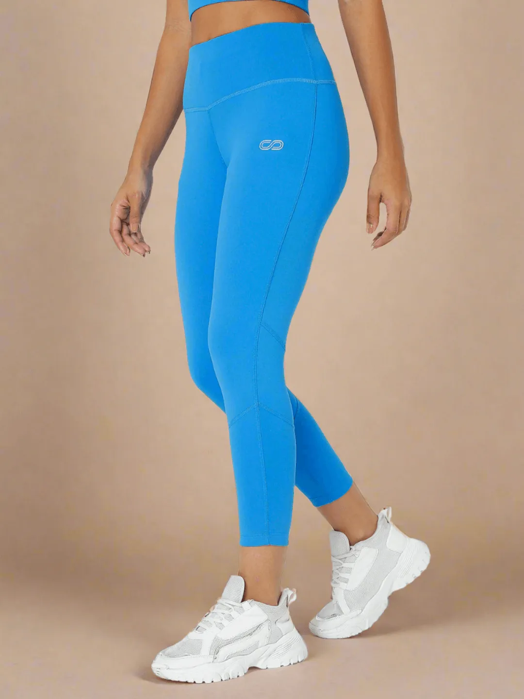 Electric Blue Cross back Crop Top & 7/8 Leggings