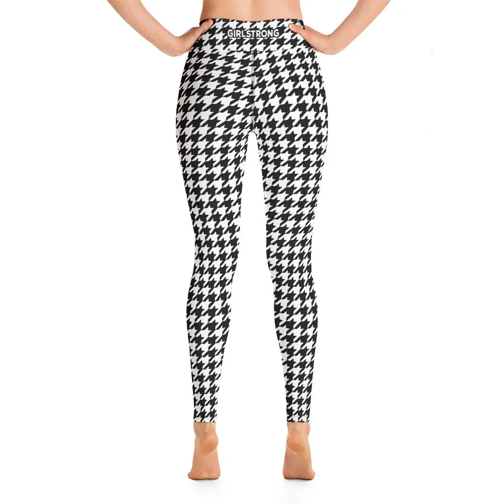 ELEVATED ESSENTIALS, BOOTY BOOSTING HIGH WAISTBAND LEGGING BLACK WHITE HOUNDSTOOTH