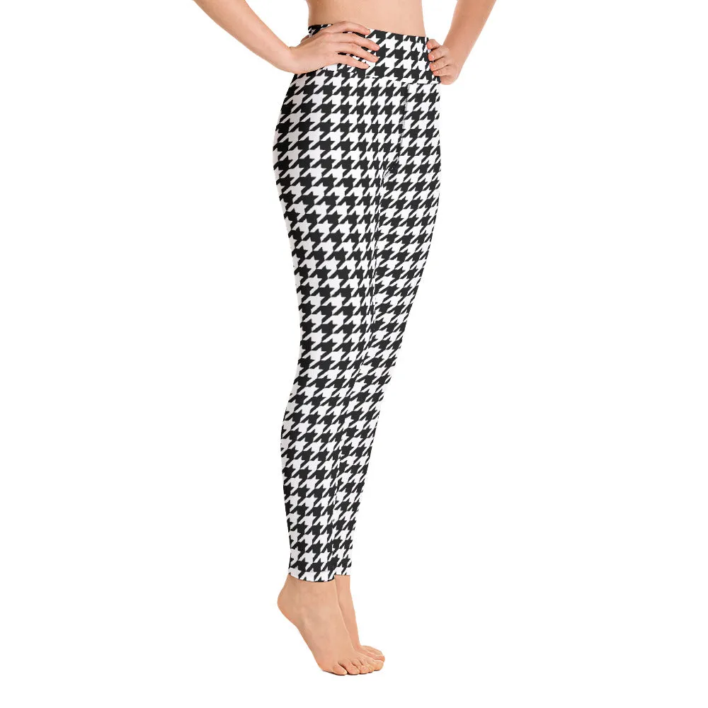 ELEVATED ESSENTIALS, BOOTY BOOSTING HIGH WAISTBAND LEGGING BLACK WHITE HOUNDSTOOTH