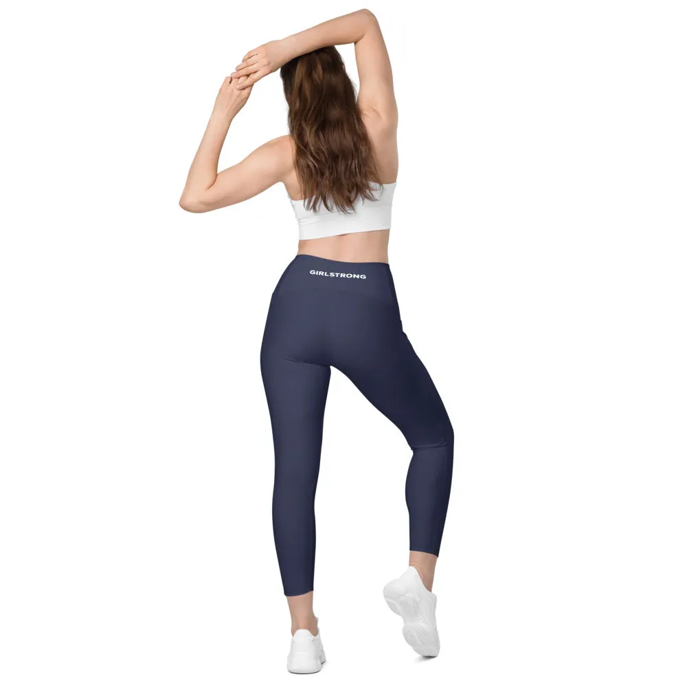 ELEVATED ESSENTIALS, THE PERFECT SIDE POCKET LEGGING NAVY BLUE