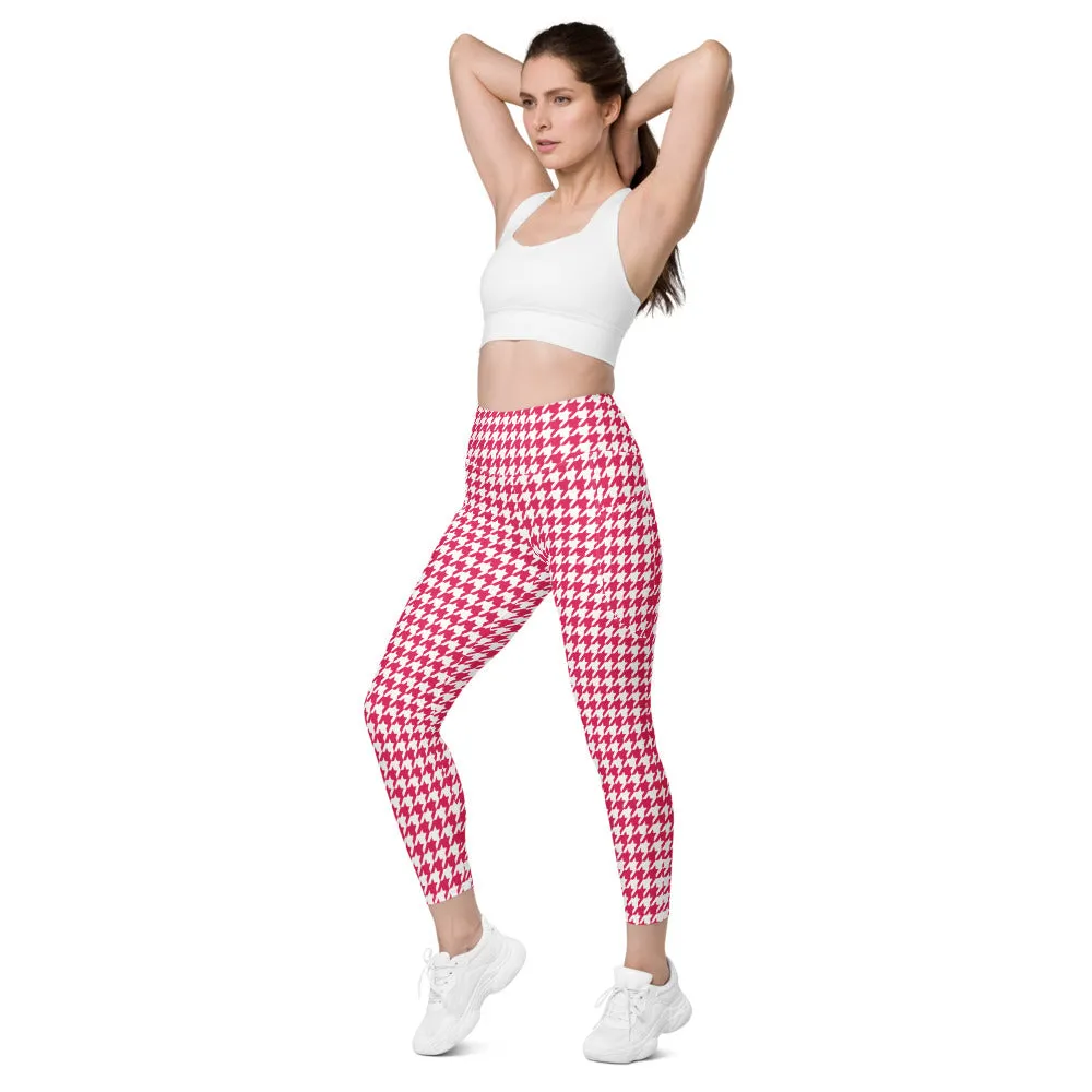 ELEVATED ESSENTIALS, THE PERFECT SIDE POCKET LEGGING RED HOUNDSTOOTH