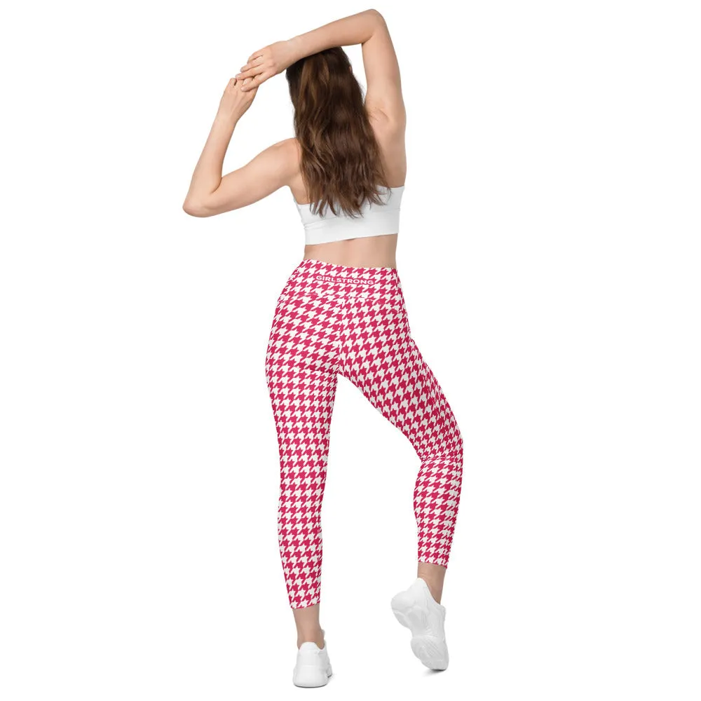 ELEVATED ESSENTIALS, THE PERFECT SIDE POCKET LEGGING RED HOUNDSTOOTH