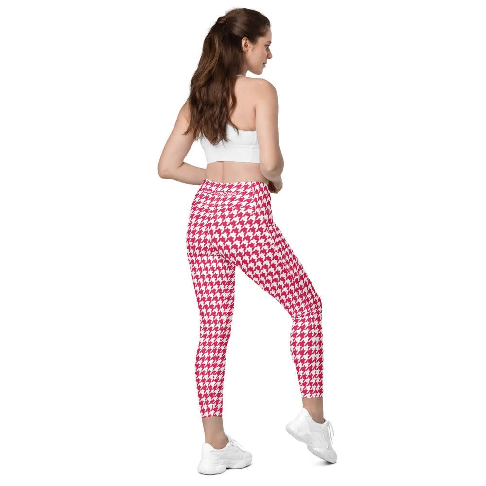 ELEVATED ESSENTIALS, THE PERFECT SIDE POCKET LEGGING RED HOUNDSTOOTH